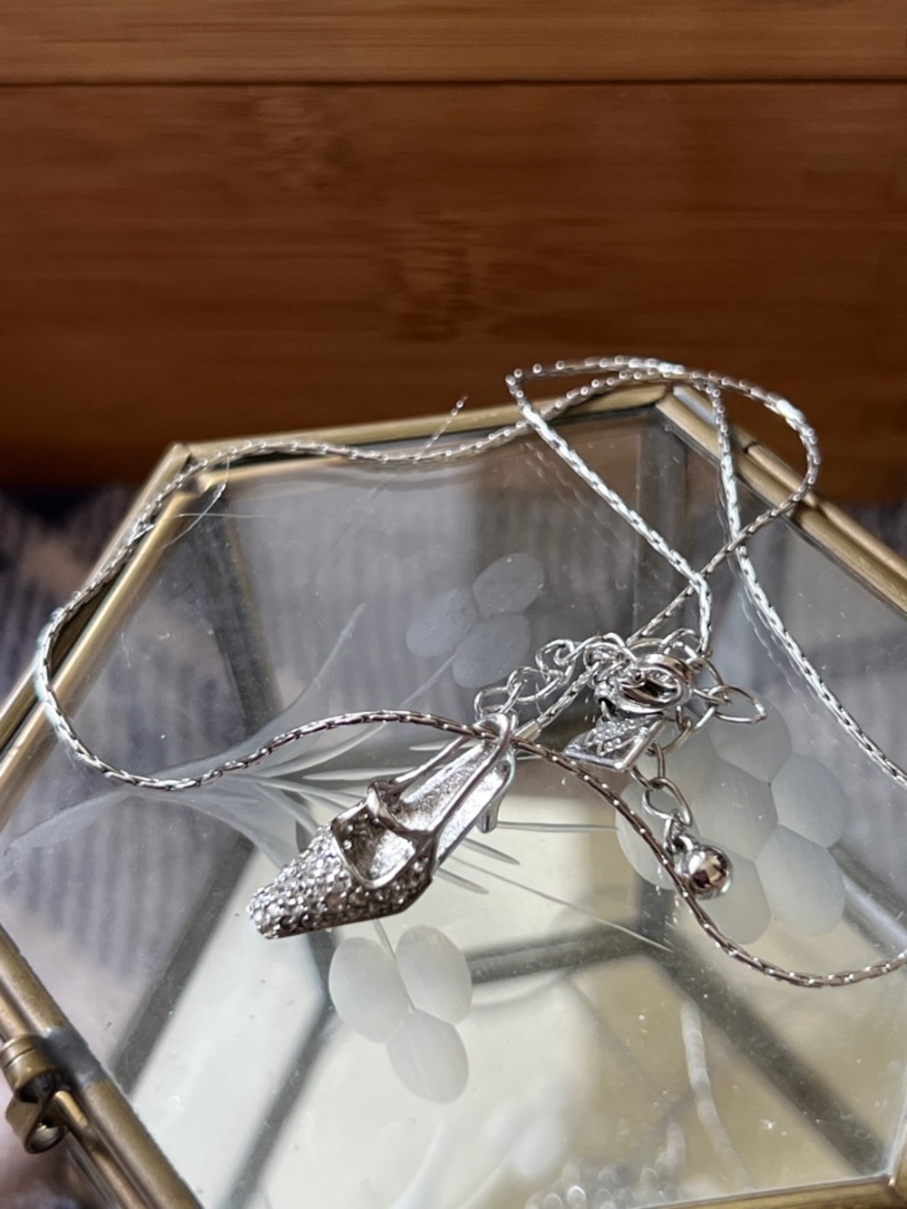 Cookie Lee vintage Silver High Heel Pendant Necklace